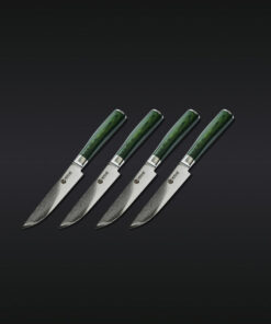 Damascus Steel Steak Knife Set, 4-pc (Green)