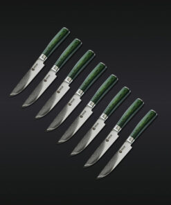 Damascus Steel Steak Knife Set, 8-pc (Green)