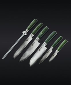 Essential Damascus Steel Knife Set, 6-pc (Green)